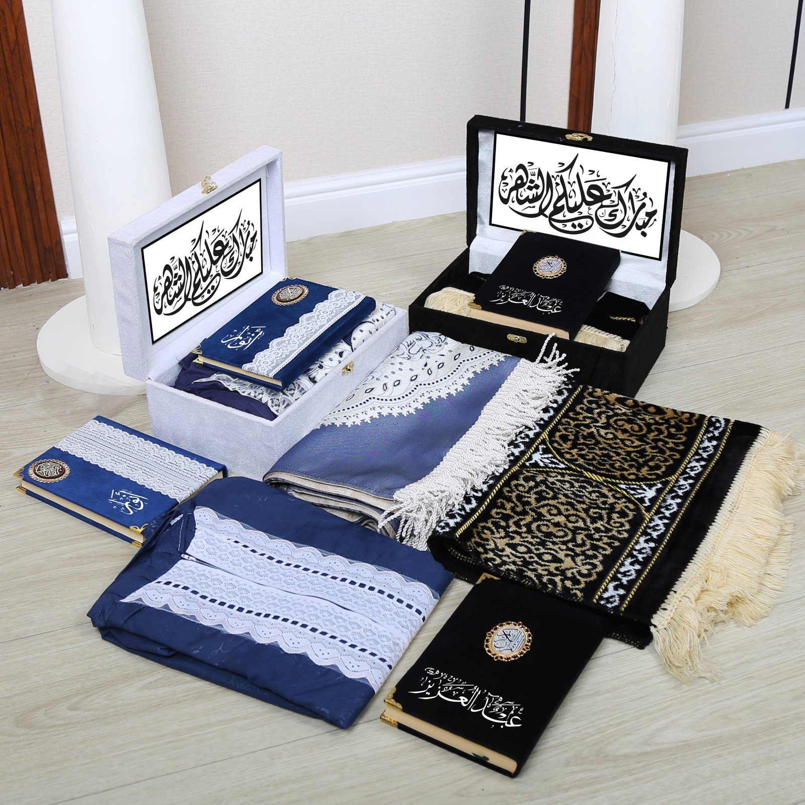 بوكس  طقم صلاة رجالي ونسائي مع مصاحف مخصصة – هدية رمضان مثالية
