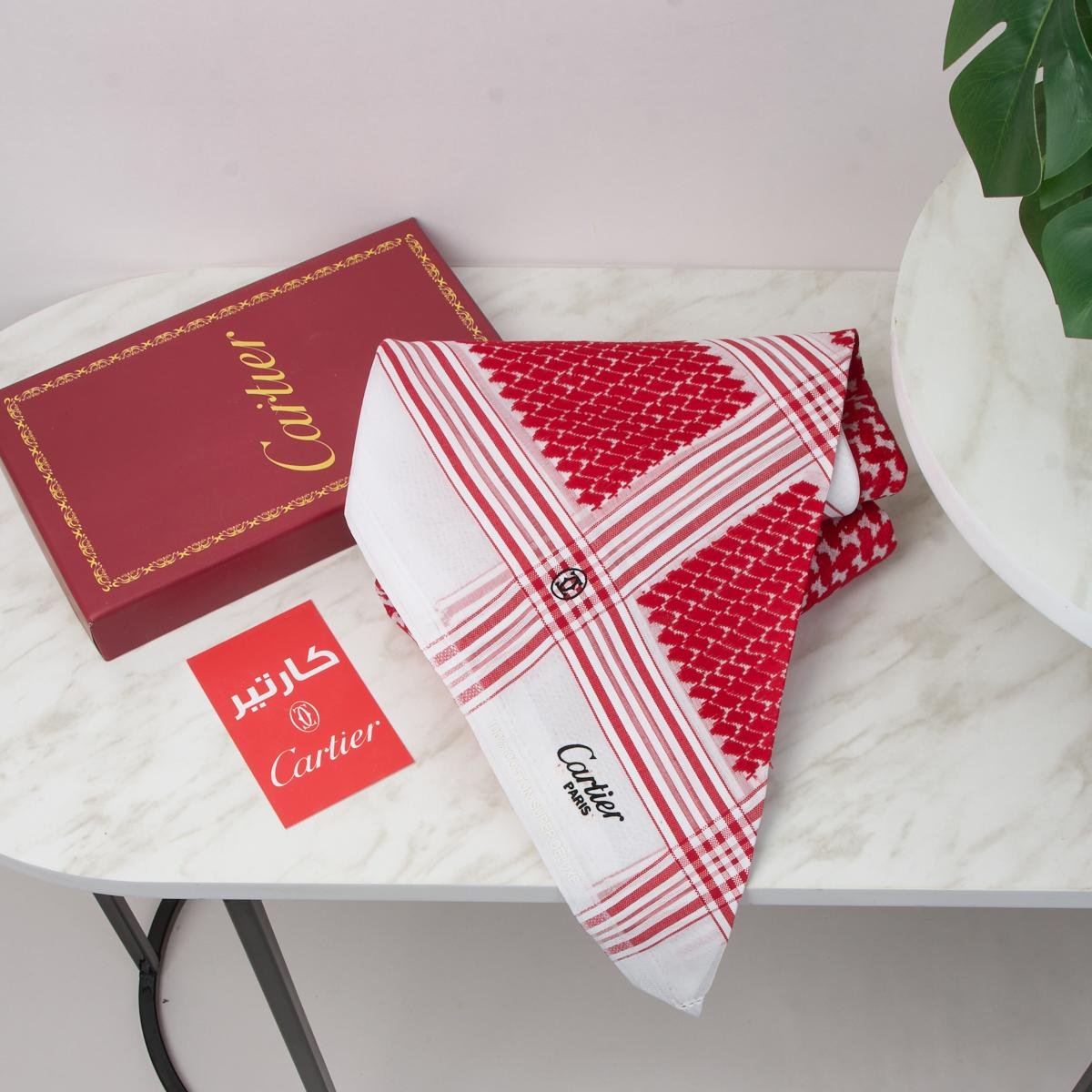 شماغ كارتير فاخر رجالي أحمر كلاسيك للمناسبات والأناقة