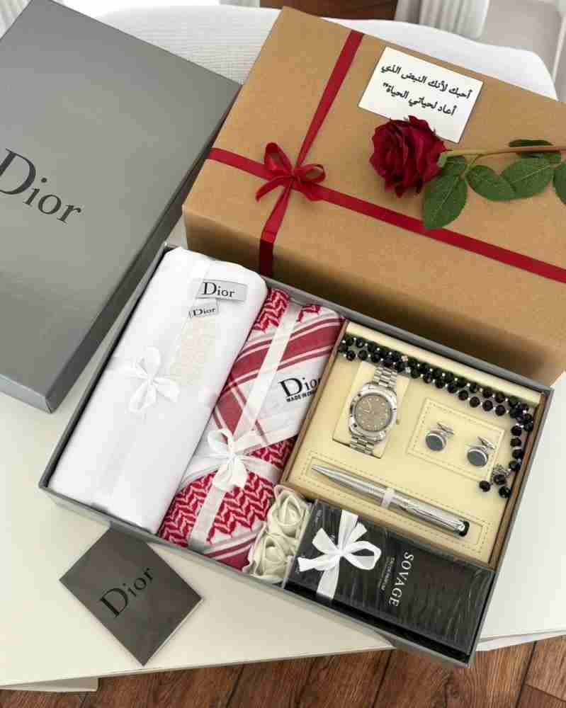 بوكس هدايا رجالي فاخر مع شماغ وساعة وعطر وإكسسوارات – هدية راقية للمناسبات